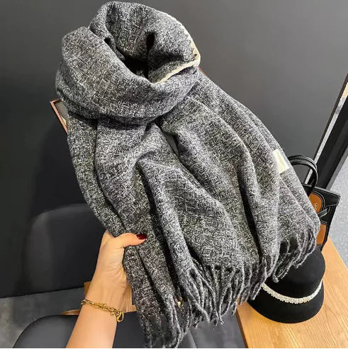 Reversible Classic Plaid Tassel Scarf for Cold Weather