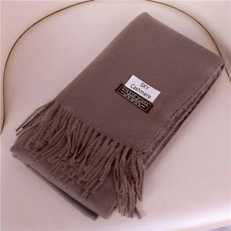 Women's Solid Color Thick Cashmere Scarf Shawl