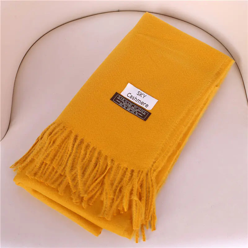 Women's Solid Color Thick Cashmere Scarf Shawl