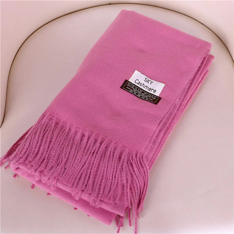 Women's Solid Color Thick Cashmere Scarf Shawl