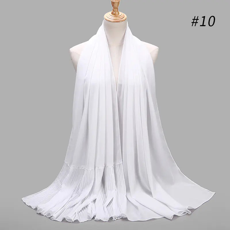 Premium Pearl Chiffon Muslim Hijab – 23 Colors Long Crimped Scarf for Women | Soft Lightweight Modest Headscarf"