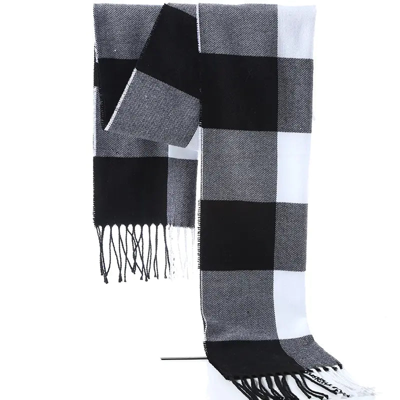 Thick Plaid Winter Scarf for Women — Warm Soft Cashmere-Feel Shawl | Cozy Long Winter Fashion Wrap